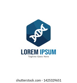 DNA logo template design with frame. minimalist DNA logo vector illustration