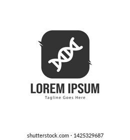 DNA logo template design with frame. minimalist DNA logo vector illustration