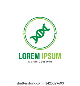 DNA logo template design with frame. minimalist DNA logo vector illustration