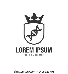 DNA logo template design with frame. minimalist DNA logo vector illustration