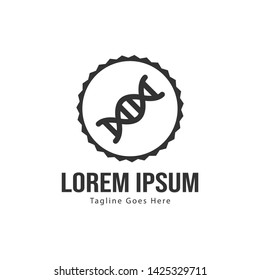 DNA logo template design with frame. minimalist DNA logo vector illustration
