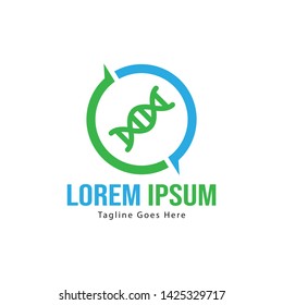 DNA logo template design with frame. minimalist DNA logo vector illustration