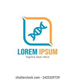 DNA logo template design with frame. minimalist DNA logo vector illustration