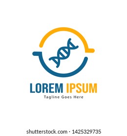 DNA logo template design with frame. minimalist DNA logo vector illustration