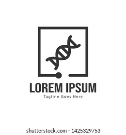 DNA logo template design with frame. minimalist DNA logo vector illustration