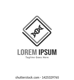 DNA logo template design with frame. minimalist DNA logo vector illustration