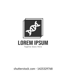 DNA logo template design with frame. minimalist DNA logo vector illustration