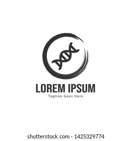 DNA logo template design with frame. minimalist DNA logo vector illustration