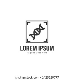 DNA logo template design with frame. minimalist DNA logo vector illustration