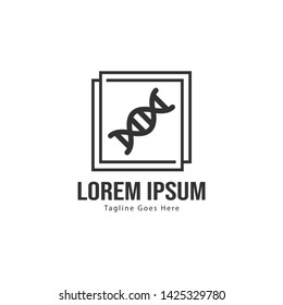 DNA logo template design with frame. minimalist DNA logo vector illustration