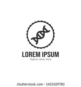 DNA logo template design with frame. minimalist DNA logo vector illustration
