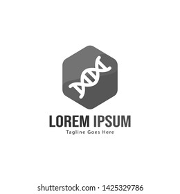 DNA logo template design with frame. minimalist DNA logo vector illustration