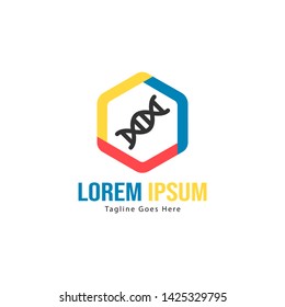 DNA logo template design with frame. minimalist DNA logo vector illustration