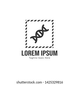 DNA logo template design with frame. minimalist DNA logo vector illustration