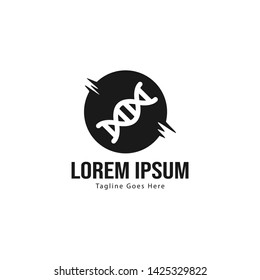 DNA logo template design with frame. minimalist DNA logo vector illustration
