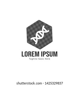DNA logo template design with frame. minimalist DNA logo vector illustration