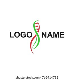 DNA logo template with leaf