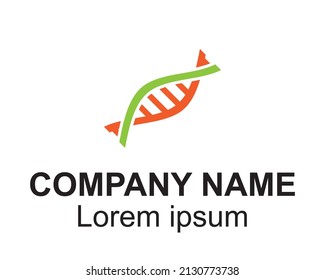 dna logotype business identity with science biotech symbol pharmaceutical bio icon, logo adn identity molecule, medical company illustration, dna spiral phenotyping orange and green