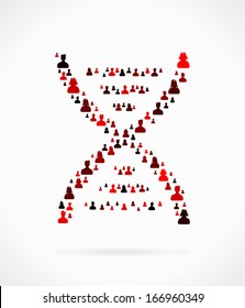 ADN hecho de un gran grupo de siluetas de personas