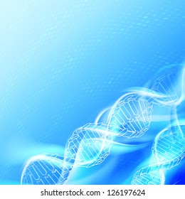 DNA magic figures against blue background. Vector illustration, contains transparencies.