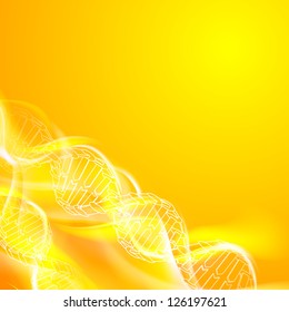 DNA magic figures against orange background. Vector illustration, contains transparencies.