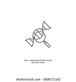 DNA And Magnification Glass Vector Icon.
DNA Detective, Testing, Forensics And Analysis Concept. Line Art And Monochrome Icon. EPS10 Format