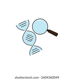 dna, magnifier icon, line sign on white background - editable stroke vector illustration eps10