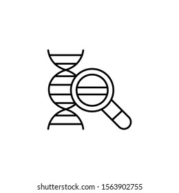 DNA, magnifier icon. Simple line, outline vector of gene modification icons for ui and ux, website or mobile application