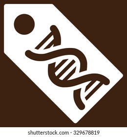 Dna Marker vector icon. Style is flat symbol, white color, rounded angles, brown background.