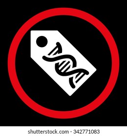 DNA Marker vector icon. Style is bicolor flat rounded symbol, red and white colors, rounded angles, black background.