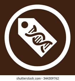 DNA Marker vector icon. Style is flat rounded symbol, white color, rounded angles, brown background.