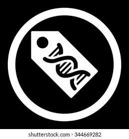 DNA Marker vector icon. Style is flat rounded symbol, white color, rounded angles, black background.
