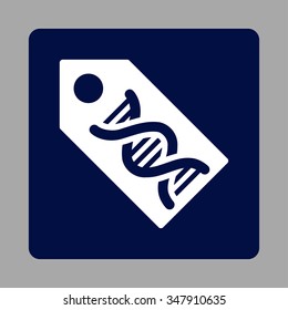 Dna Marker vector icon. Style is flat rounded square button, white and dark blue colors, silver background.