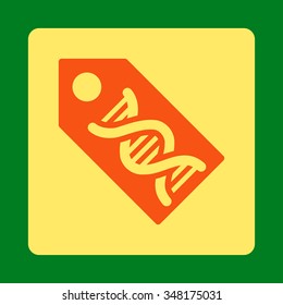 Dna Marker vector icon. Style is flat rounded square button, orange and yellow colors, green background.