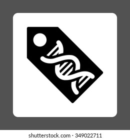 Dna Marker vector icon. Style is flat rounded square button, black and white colors, gray background.