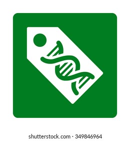 DNA Marker vector icon. Style is flat rounded square button, white and green colors, white background.