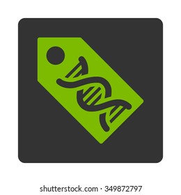 DNA Marker vector icon. Style is flat rounded square button, eco green and gray colors, white background.