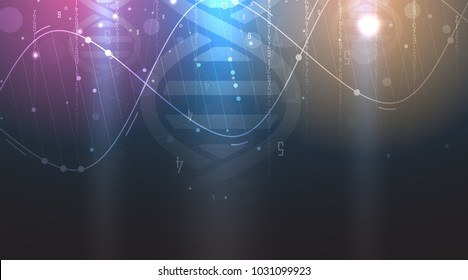 dna and medical and technology background. futuristic molecule structure presentation