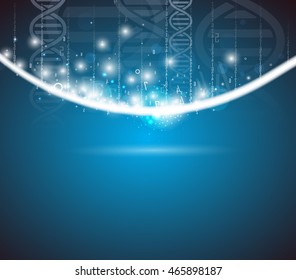 dna and medical and technology background. futuristic molecule structure presentation. for business solution