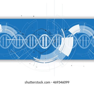 dna and medical and technology background. futuristic molecule structure presentation. for business solution