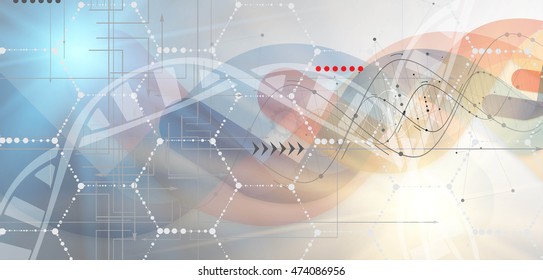 dna and medical and technology background. futuristic molecule structure presentation. for business solution