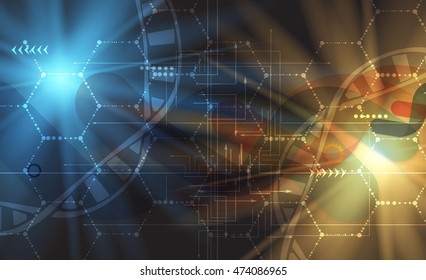 dna and medical and technology background. futuristic molecule structure presentation. for business solution