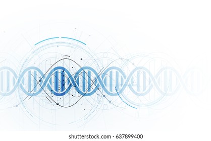 dna and medical and technology background. futuristic molecule structure presentation. for business solution