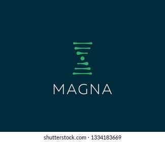 Dna medicine science vector logo. Bio tech lab drug icon logo. 