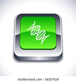DNA metallic 3d vibrant square icon.
