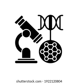 DNA microarray black glyph icon. Microscopic analysis. Nano organism sample. Genetic engineering. Biotechnology experiment. Silhouette symbol on white space. Vector isolated illustration