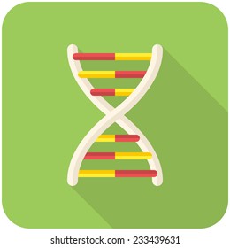 DNA, modern flat icon with long shadow