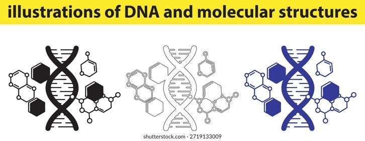 ADN y estructuras moleculares ilustraciones