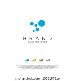 DNA Molecule Atom Logo Abstract digital Technology design vector science. circle connect the dots.