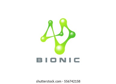 DNA Molecule Bio Abstract Logo Design Vector Template.
Bionic Technology Laboratory Logotype Concept Icon.